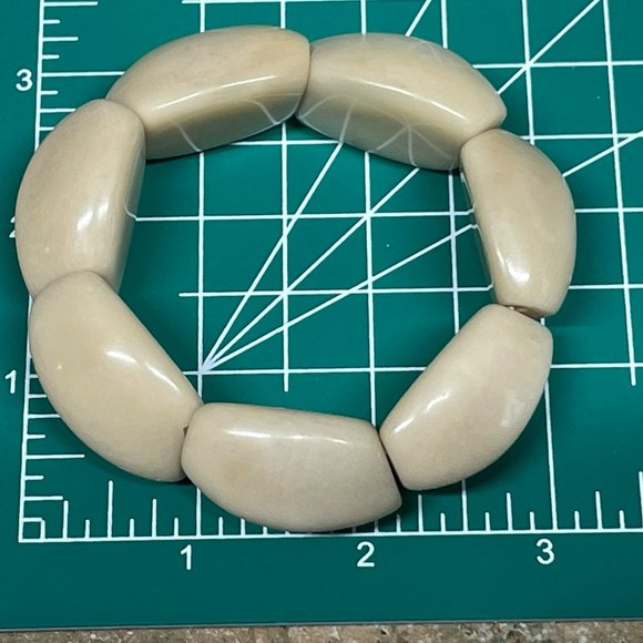 TROPICAL NATURAL TAGUA NUTS "VEGETABLE IVORY" STRETCH PEBBLE BRACELET FAIR TRADE - Picture 4 of 7